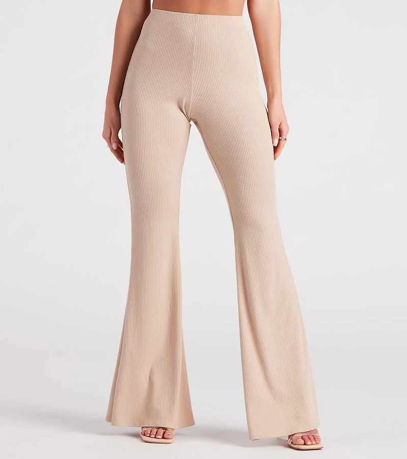 On A Flare High-Rise Knit Pants