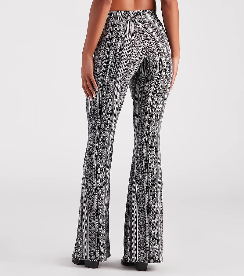 Boho Dreams Printed Cross Waist Flare Pants