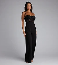 Bare Necessities Floral Applique Corset Jumpsuit