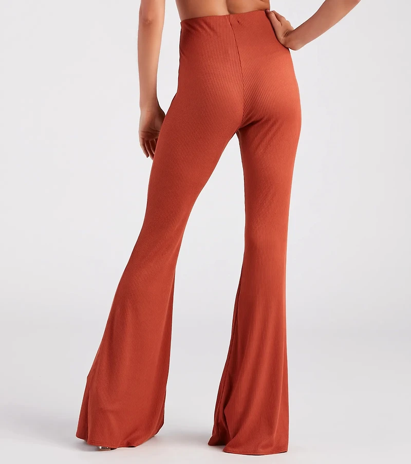 On A Flare High-Rise Knit Pants