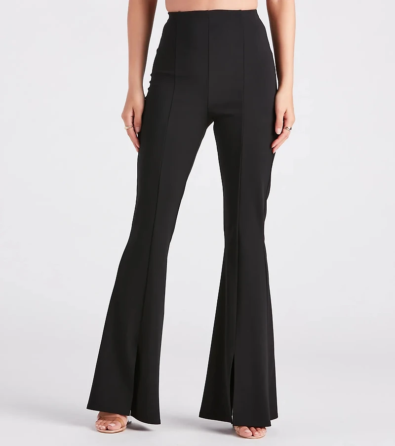 Split Decision Crepe Flare Pants