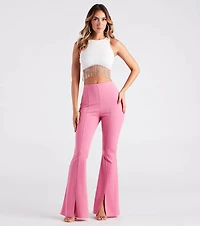 Split Decision Crepe Flare Pants