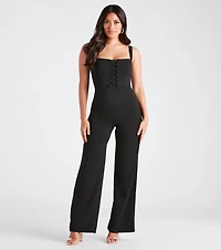 Laced Up Chic Style Sleeveless Jumpsuit