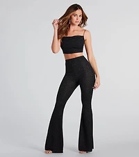 Dose Of Glitter High-Rise Flare Pants