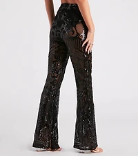Glitzy Night Out Sequin Flare Pants