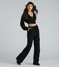Operation Cute Wide-Leg Cargo Sweatpants