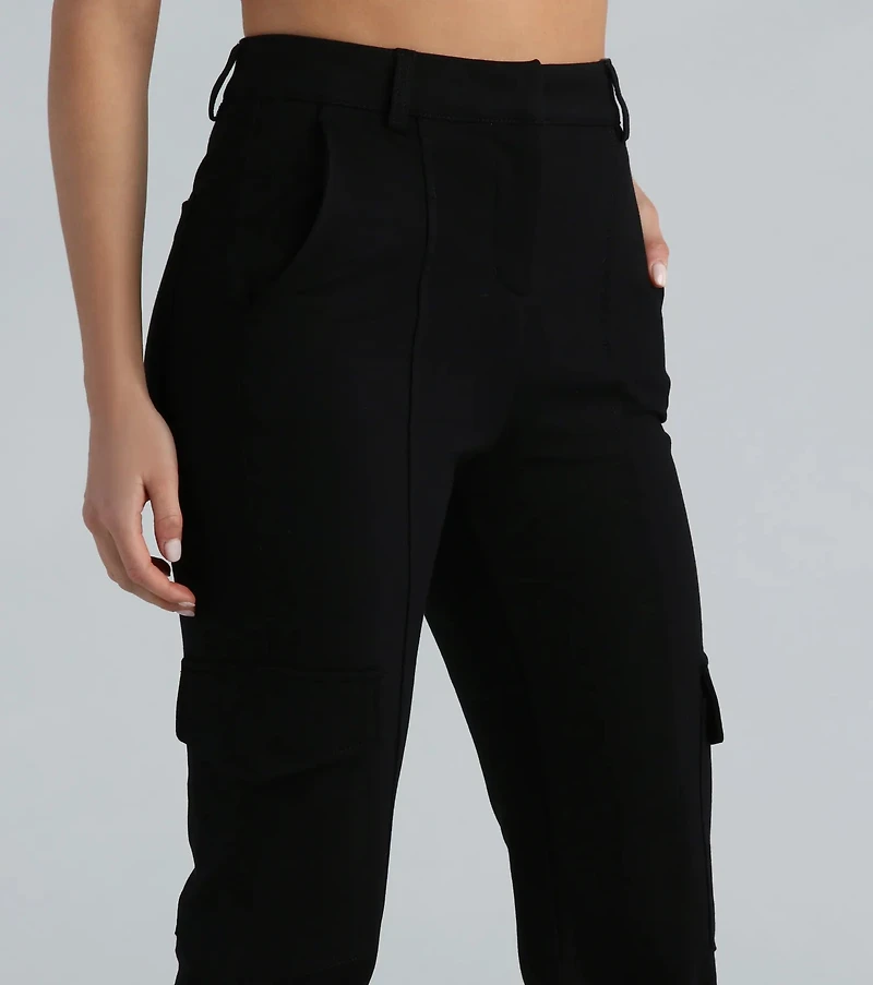 Look Again Ponte High-Rise Cargo Joggers