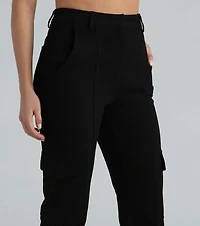 Look Again Ponte High-Rise Cargo Joggers