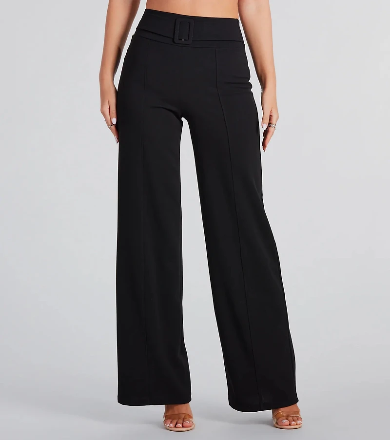 Perfect Look Belt-Detail Trouser Pants
