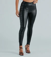 Major Strut Ruched Faux Leather Leggings
