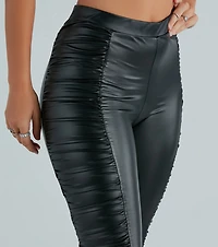 Major Strut Ruched Faux Leather Leggings
