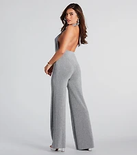 Spark Of Glamour Halter Backless Jumpsuit
