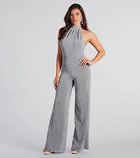Spark Of Glamour Halter Backless Jumpsuit