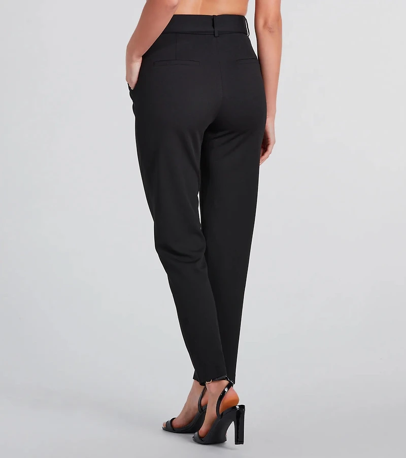 Classic Style High-Rise Crepe Trouser Pants