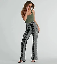 Breezy Vibes Boho Print Knit Flare Pants