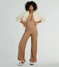 Sunny Energy Halter Cut Out Wide Leg Jumpsuit