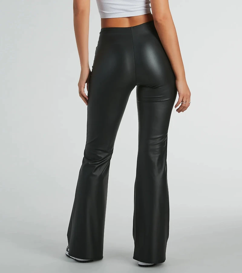 Fierce Edge Mid-Rise Flare Faux Leather Pants