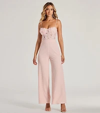 Bare Necessities Floral Applique Corset Jumpsuit