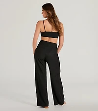 Flawless Vibes V-Neck Cutout Wide-Leg Jumpsuit