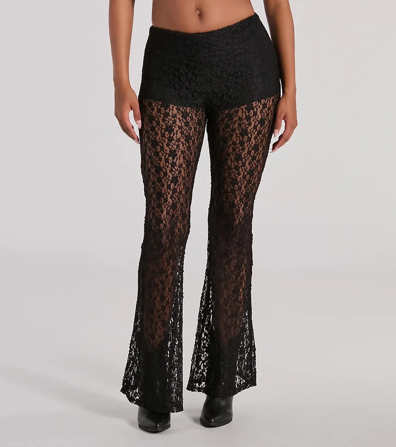 Sensational Trend High Rise Flare Lace Pants