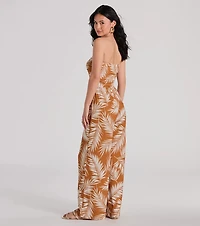 Prep For Paradise Strapless Tropical Jumpsuit