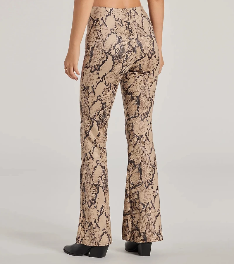 Slither Style High Rise Snake Print Flare Pants