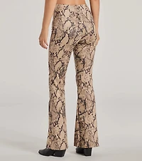 Slither Style High Rise Snake Print Flare Pants