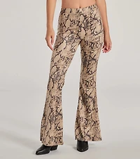Slither Style High Rise Snake Print Flare Pants
