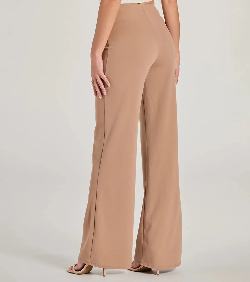 Stylish Impression High Rise Straight Leg Trouser Pants