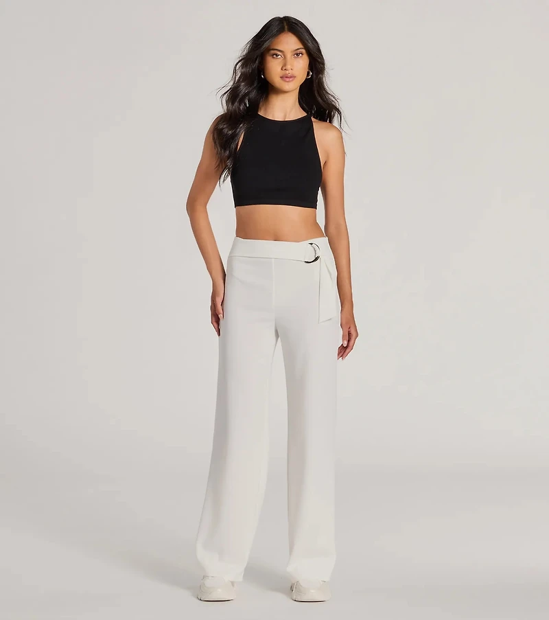 With Confidence High-Rise Straight-Leg Crepe Pants
