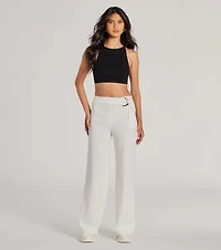With Confidence High-Rise Straight-Leg Crepe Pants