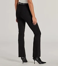 Modern Muse Ponte Knit Belted Tapered Pants