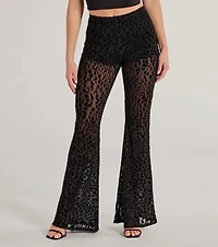 Chic The Wild Cheetah Print Flared Mesh Pants