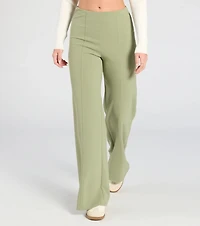 She's All Business Wide-Leg Crepe Trouser Pants