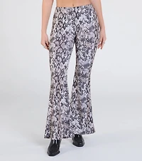 Slithering Impression Snake Print Sequin Flare Pants