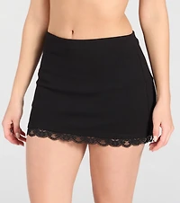 Hint Of Romance Lace Trim Mini Skort