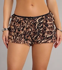 She's A Wild One Leopard Ruffle Hot Shorts