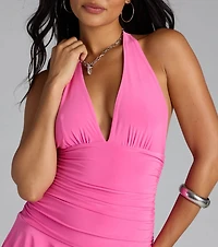 Golden Nights Halter Ruffle Romper