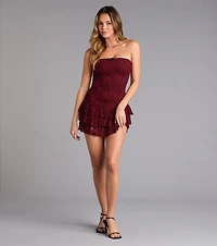 Crush On You Lace Ruffle Romper