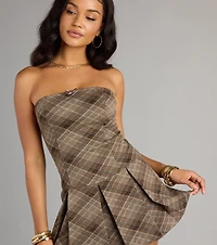 Ace The Look Plaid Pleated Romper