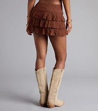 Charming Allure Drop Waist Tiered Lace Skort