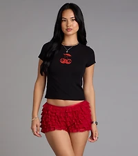 Chic Fairytale Tiered Lace Hot Shorts