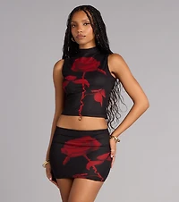 Chic Romance Rose Mini Skirt