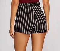 High Waist Striped Paper Bag Pants