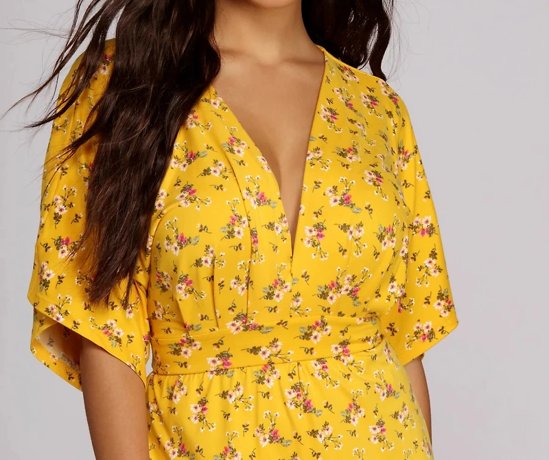 Mini Bouquet Kimono Sleeve Romper