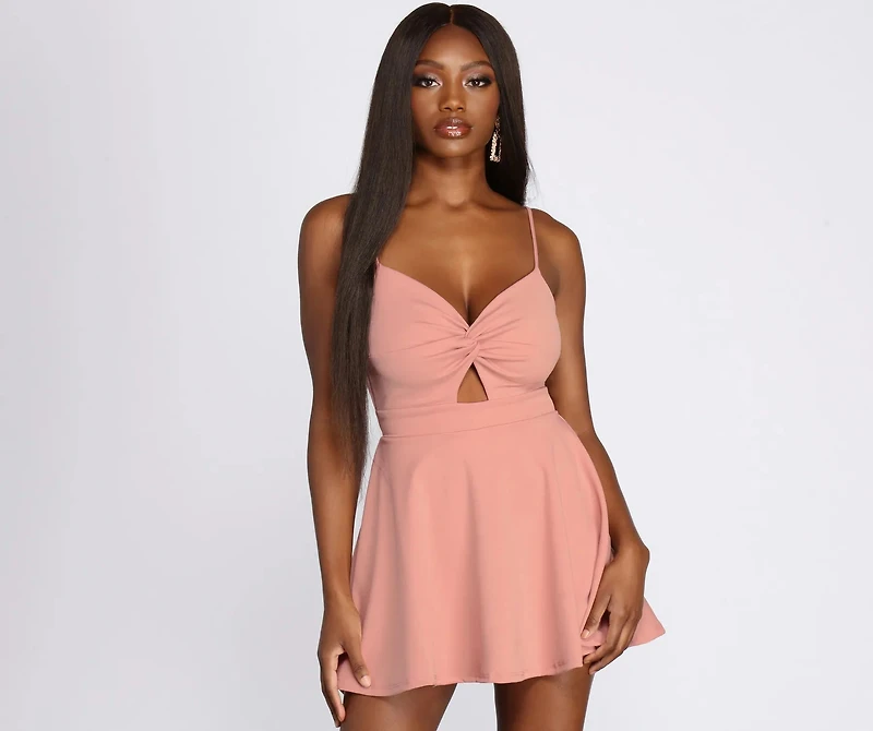 Trendy Twist-Front Skater Romper
