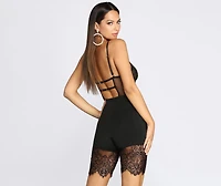 Lace Contrast Lingerie Romper