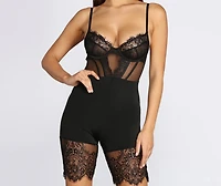 Lace Contrast Lingerie Romper