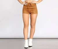Faux Suede Lace Up Shorts