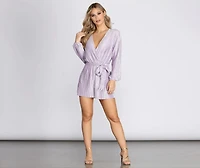 Pleated Wrap Waist Romper